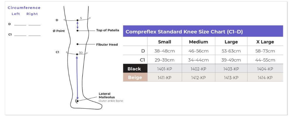 Knee Size Chart