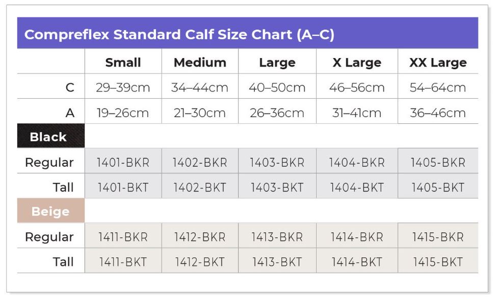 Calf Size chart