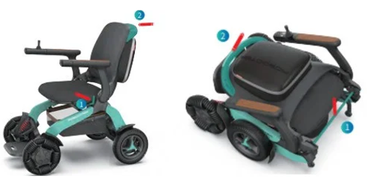 Power chair 2 folding design shown open and folded