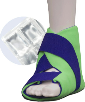 A Polar Ice Wrap on a foot, next to a sheet of encapsulated water pockets.