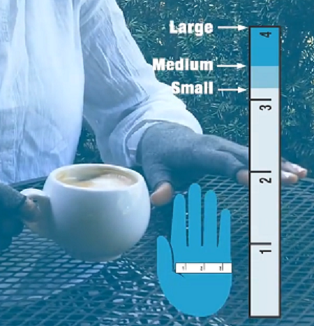 Compression arthritis gloves sizing chart.