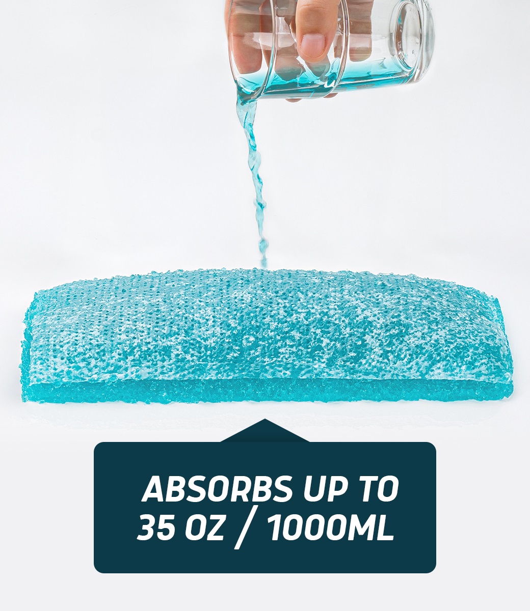Absorbs up to 35 ounces (1,000 mL).