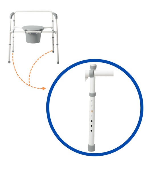 Bariatric commode adjustable height range seat.