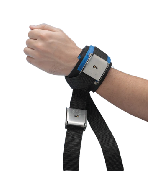 A patient's wrist with the double-locking cuff applied