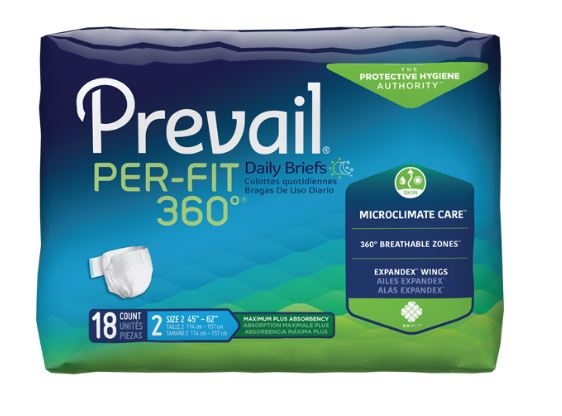 Prevail Per-Fit 360 Daily Incontinence Adult Briefs - Maximum Plus Absorbency