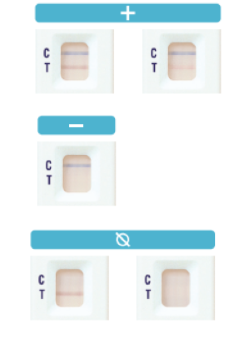 Positive, negative, and invalid results displayed on cassette