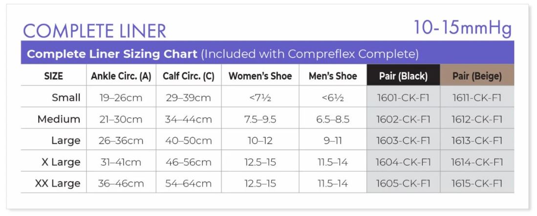 Liner Size Chart