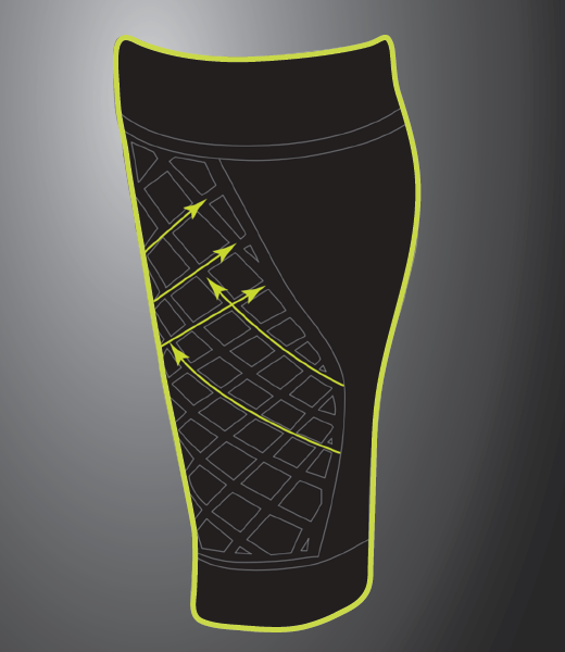 An illustration highlighting the sleeve's embedded kinesiology tape design
