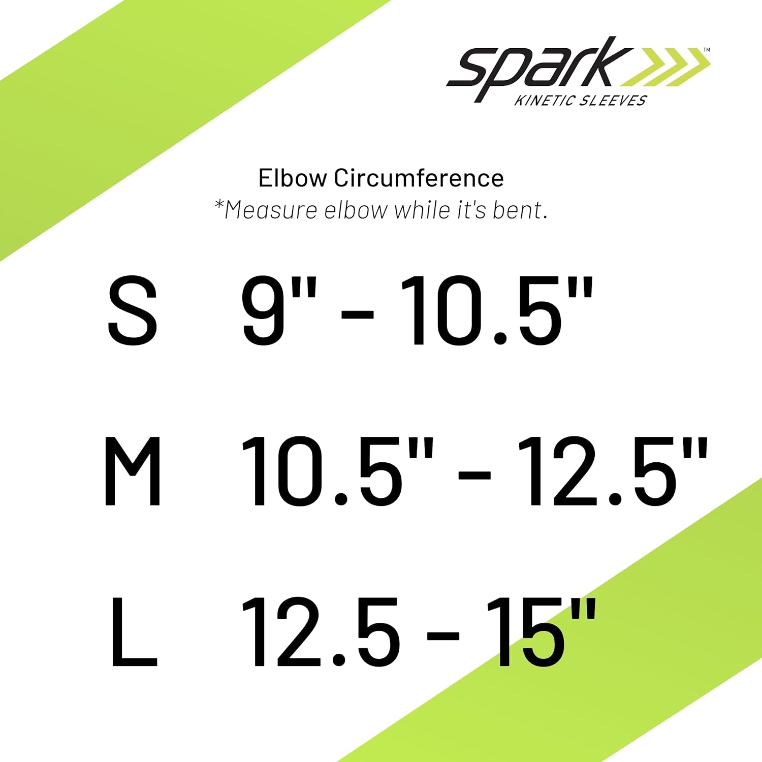 Sizing guide for the Spark Kinetic Elbow Sleeve.