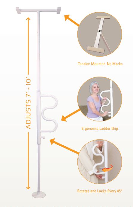 Stander Security Pole is adjustable between seven and ten feet