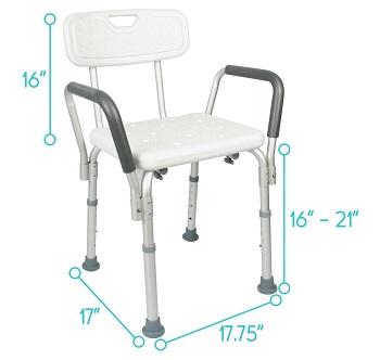 Chair dimensions, height-adjustable and size.