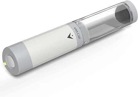 data-element= A close-up view of the VIVI insulin cooler without an insulin pen inside.