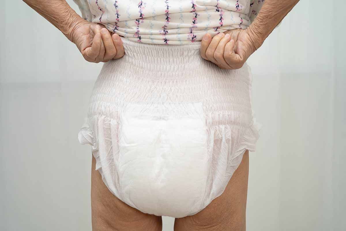 Woman wearing incontinence underwear